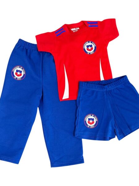 Conjunto Bebé. Short, Buzo+ Polera o Body Selección de fútbol de Chile